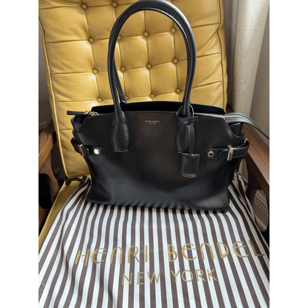 Henri Bendel Black Pebble Leather Tote with Gold Hardware Authentic - Picture 8 of 16